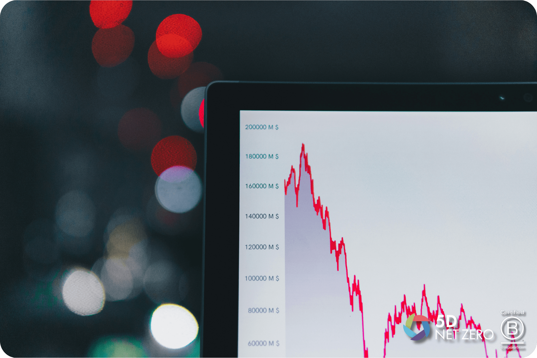 an image of a graph on a laptop screen to symbolise carbon accounting