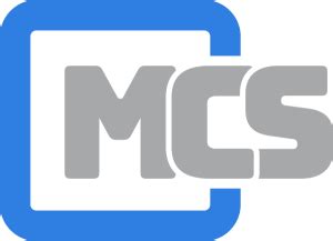 Logo with the letters "MCS" in bold, grey font, partially overlapping a blue, rounded square outline. The design reflects energy efficiency on a clean white background.