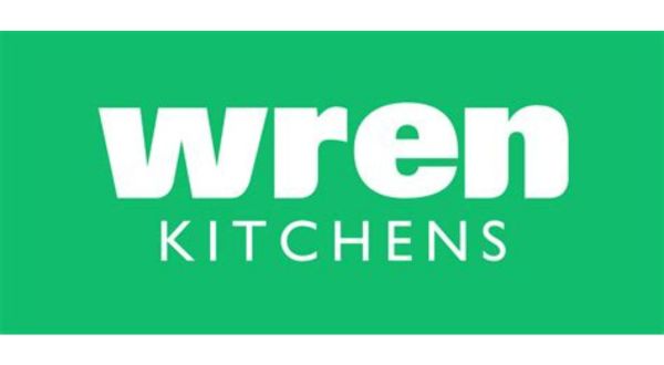 Wren Kitchens logo with “wren” in large white letters and “KITCHENS” in smaller white letters below, set against a green background.